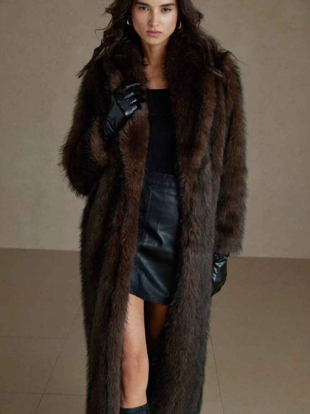 Women's Long  Coat – Coffee Brown, Fall & Winter